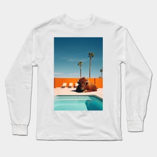 Bison By The Pool In Palm Springs Long Sleeve T-Shirt